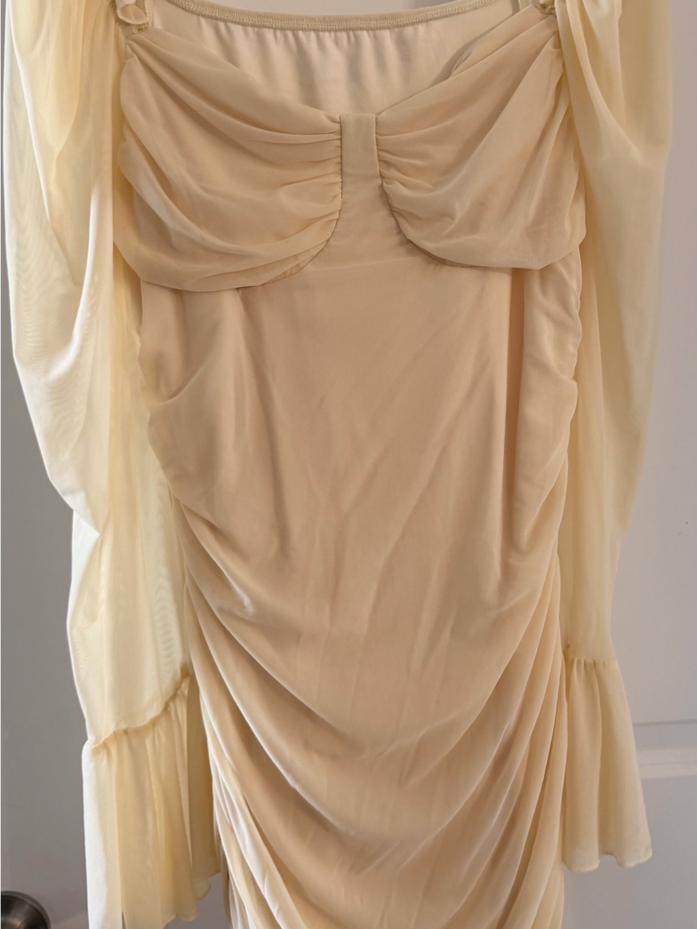 SHEIN Elegant Cream Ruched Women's Dress